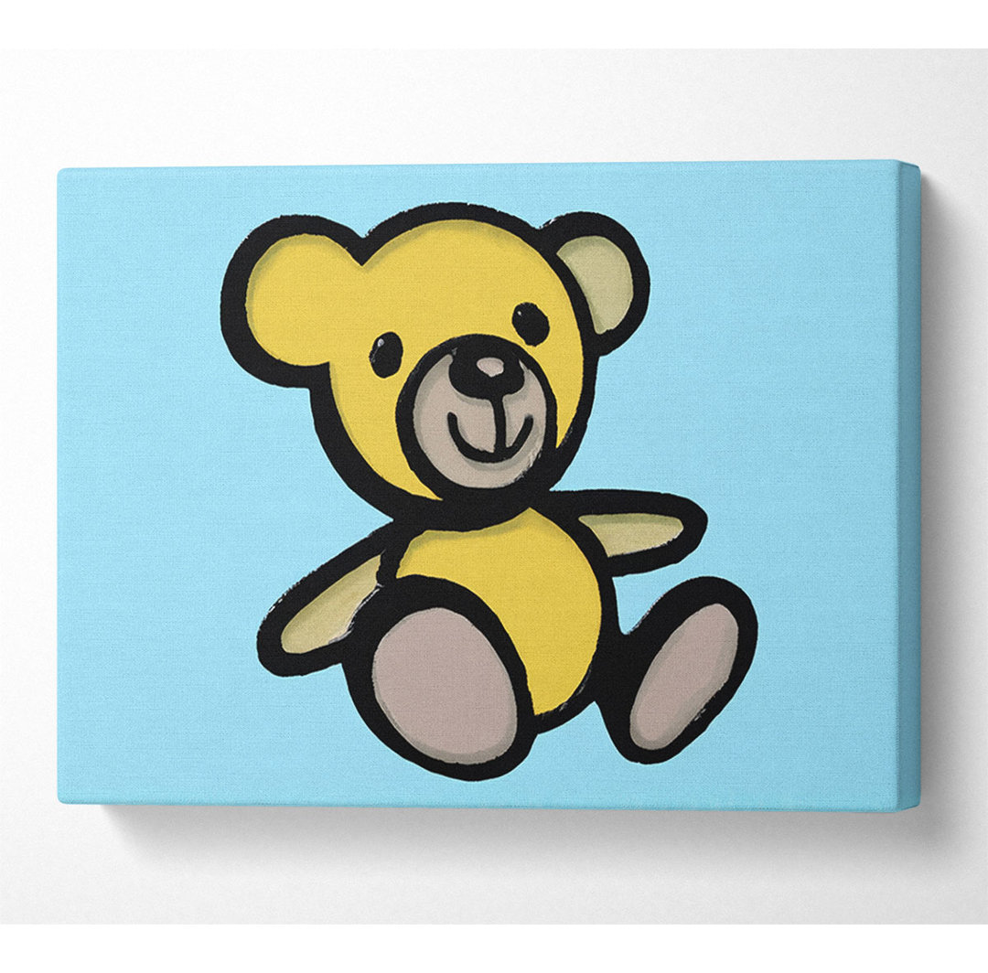 Teddybär Cartoon Baby Blau - Kunstdrucke auf Leinwand