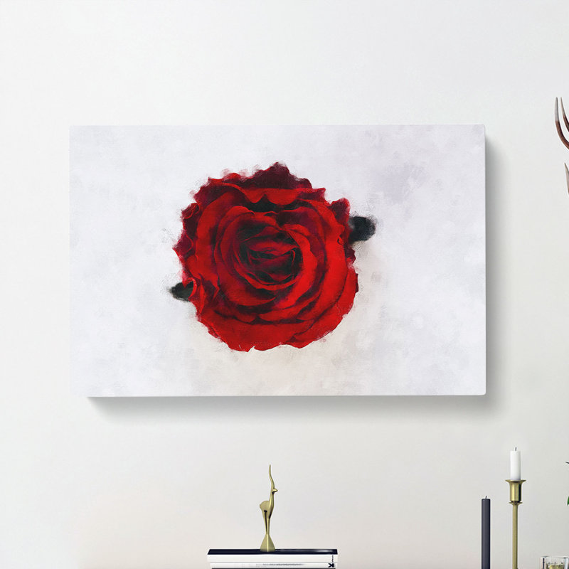 Red Rose In Bloom - Wrapped Canvas, 40cm H x 60cm W x 3cm D