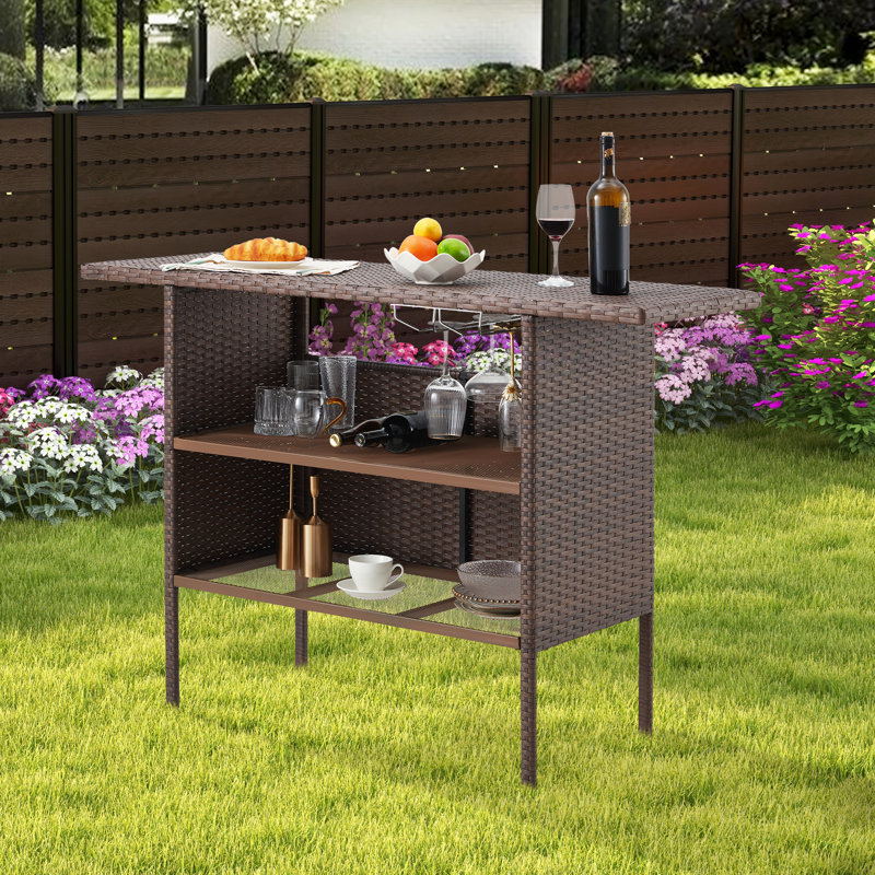 Table de bar en osier, Brun