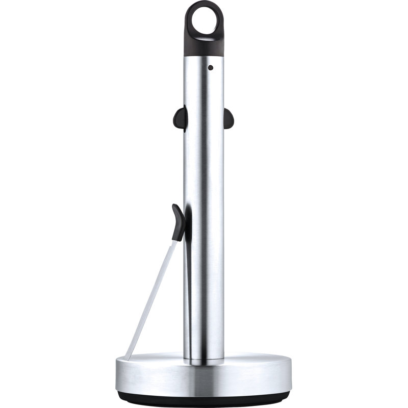 Silver and Black Stainless Steel Freestanding Paper Towel Holder