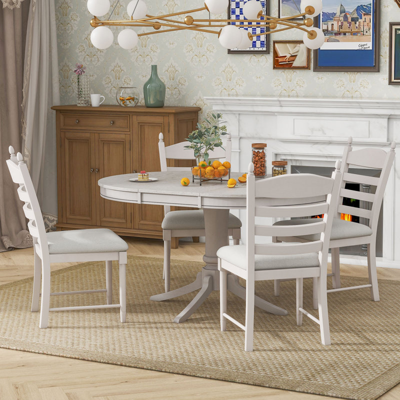 Ensemble de salle à manger rond 58 po Amarion, Blanc antique