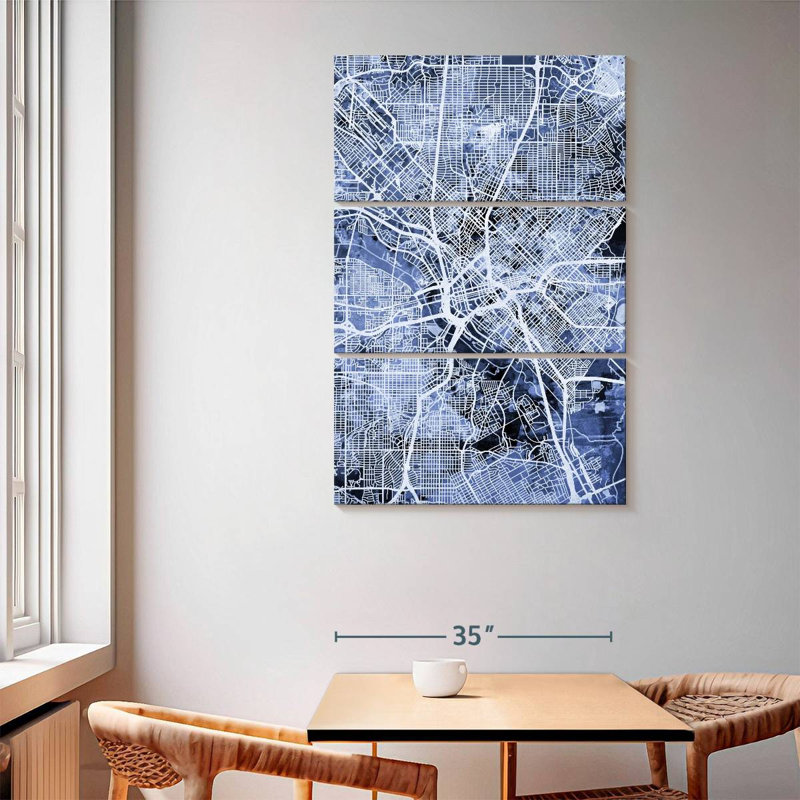 Aliaz Dallas Texas City Map III, 65" H x 42" W