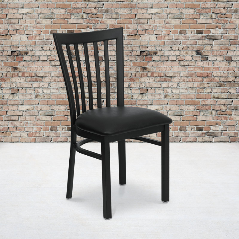 Oliverson School House Back Metal Restaurant Chair, Black Vinyl