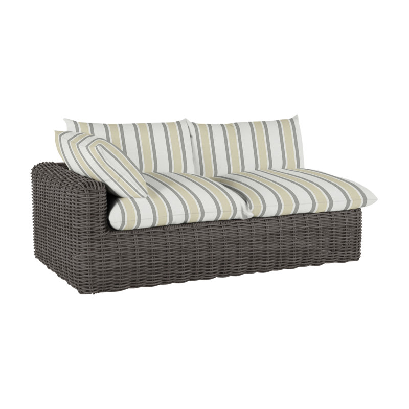 Montecito 75.25" Wide Outdoor Wicker Right Hand Facing Loveseat with Cushions, Dove Sunbrella® Linen, No Welt, Slate Gray