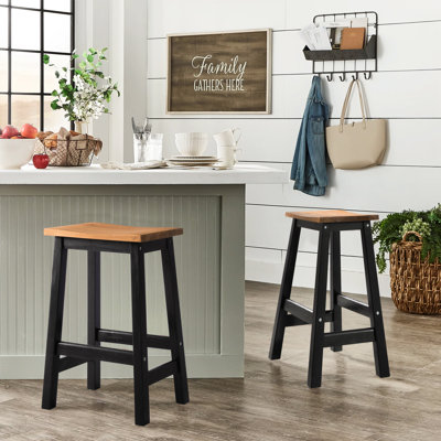 Counter&Bar Solid Wood Backless Stool (Set of 2)