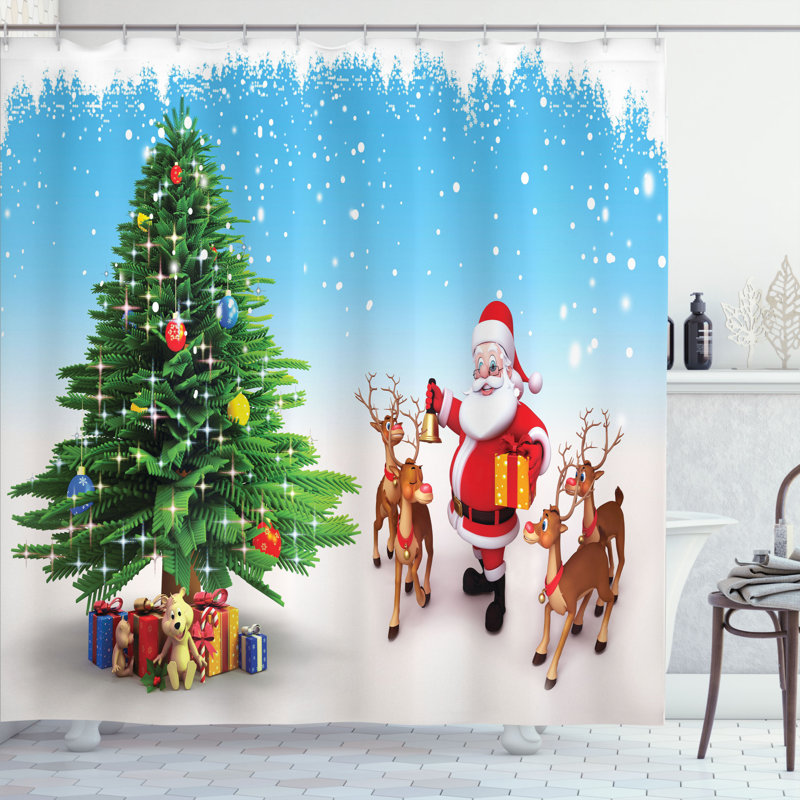 Shower Curtain with Hooks Included, 70" H x 69" W