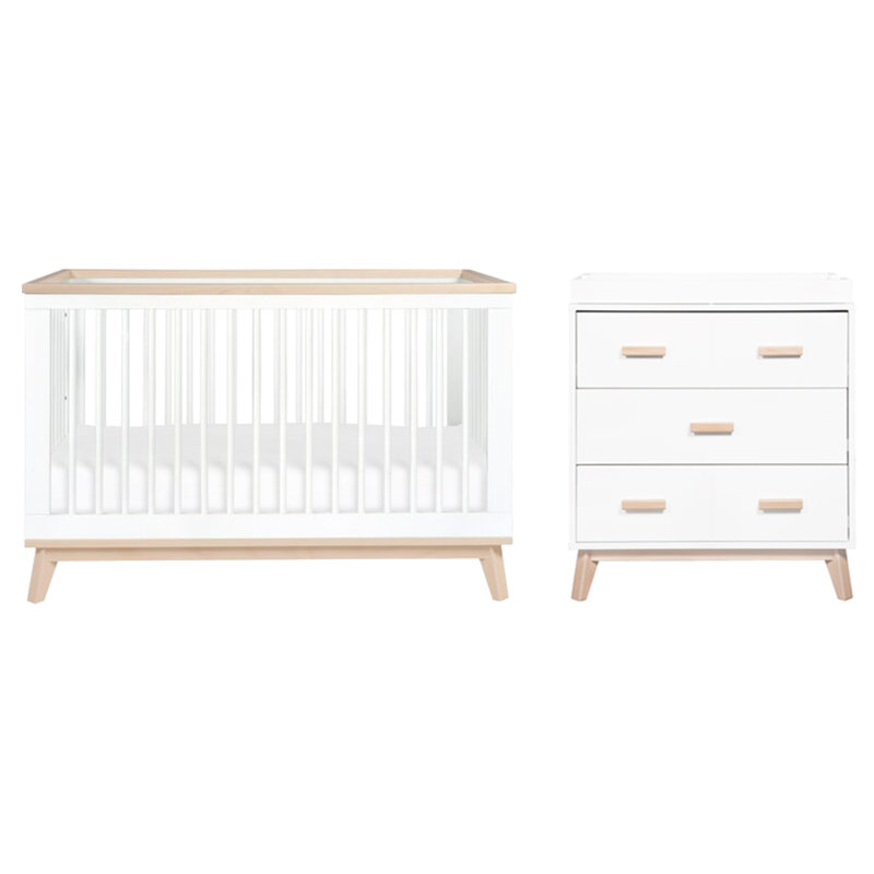 Scoot Convertible Standard Nursery Furniture Set, White/Washed Natural