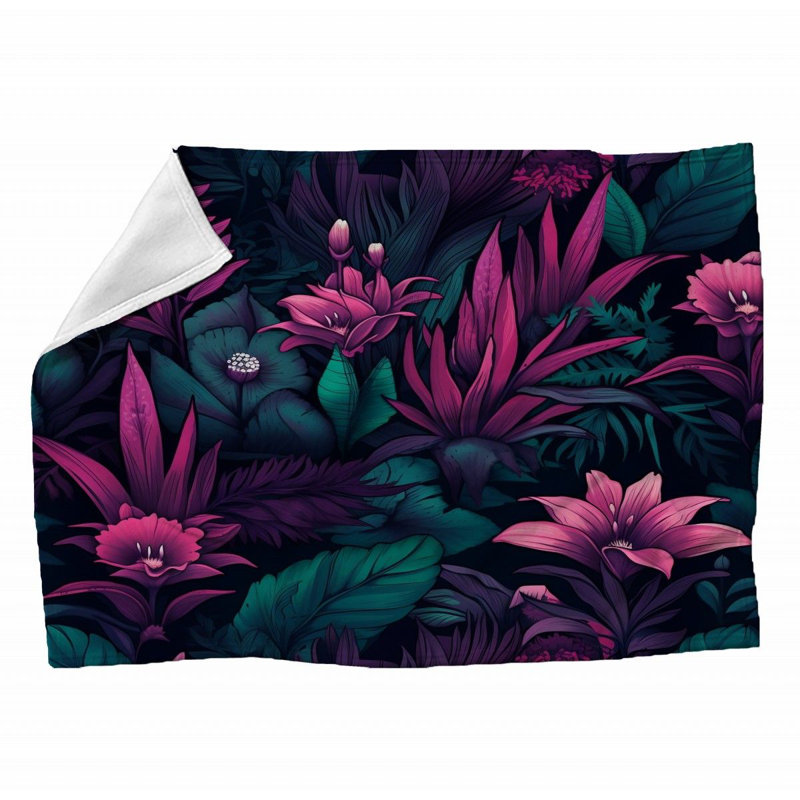 Jeté , L 60 po x l 50 po, Floral, Multicolore et mauve