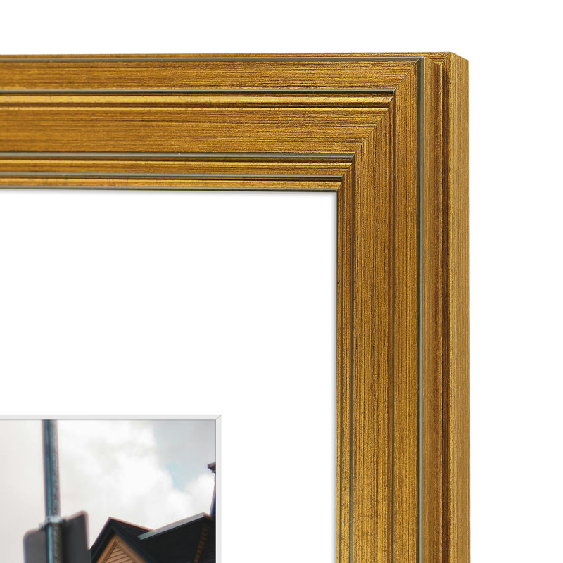 9x12 Picture Frame with Mat for 6x8 Photos, Dark Gold Brown/Bronze