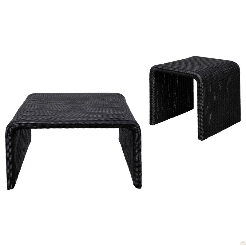 Ensemble 2 pièces tables basses et tables de bout, Noir