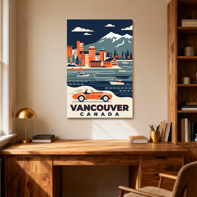 Paysages et paysages urbains Vancouver avec montagnes et eau, H 48 po x l 32 po