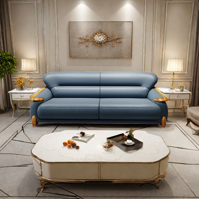 Canapé en cuir véritable, H 34,6 po x l 86,6 po x P 38,5 po
