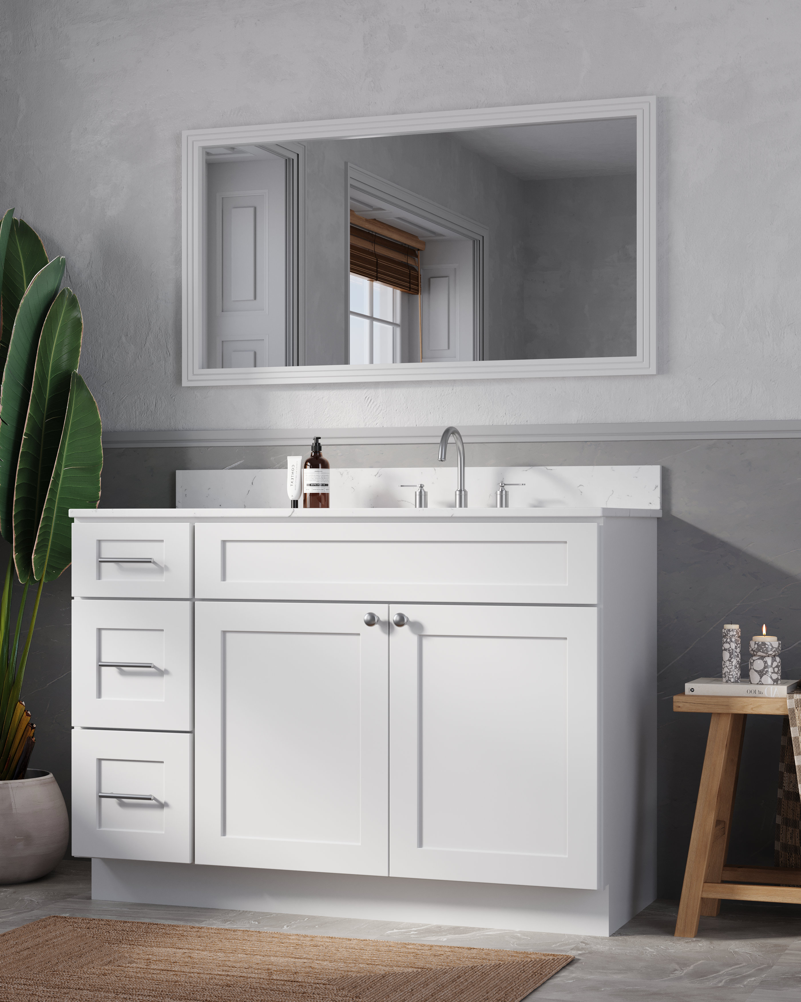 Disar 49'' Single Bathroom Vanity with Quartz Top & Reviews | Wayfair