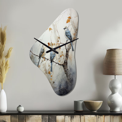 Bird Silent Watcher II - Bird Asymmetrical Metal Wall Clock, Modern Unique Shape Wall Clock Print