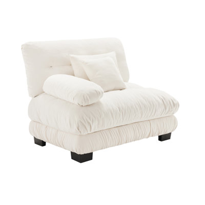 Canapé Linerer 27 po. LSF avec 2 coussins en chenille, repose-pieds de salon et grand canapé sans accoudoirs