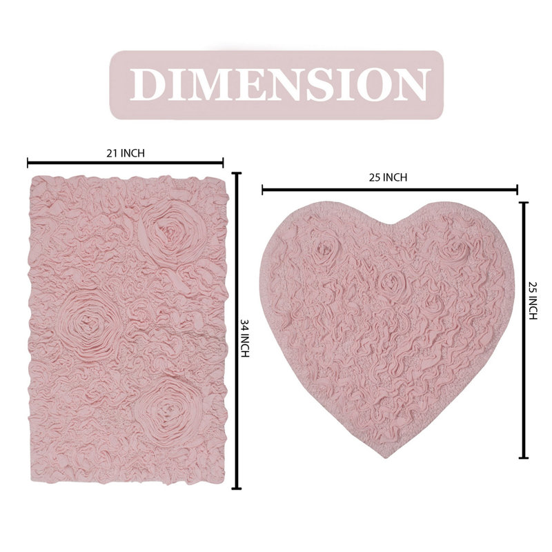 Freida 2 Piece Bath Rug Set, Pink