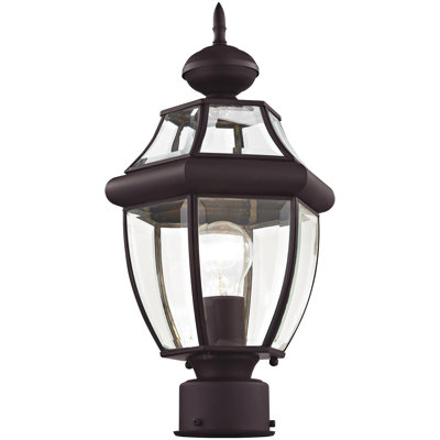 Outdoor Post Lantern Pendant Light Fixture with Clear Beveled Glass Shade