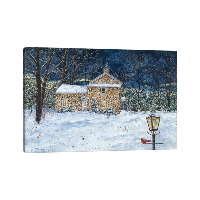 «Stone House» par James Redding - peinture sur toile tendue, H 18 po x l 26 po x P 1,5 po