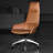 Brown + Silver adjustable Genuine Leather + Faux Leather + Aluminium Alloy Office Chair