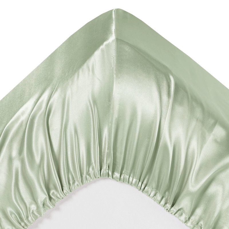 4 Pcs Twin Sage Satin Sheet - Luxury, Wrinkle , Smooth Texture, Gentle On Skin & Hair, , Comes With Flat Fitted Sheets In Includes And Pillowcases