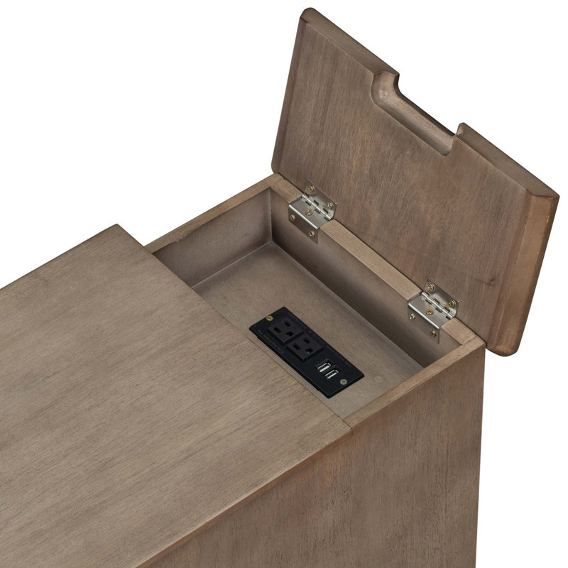 Table basse en bois massif avec rangement, Brun antique