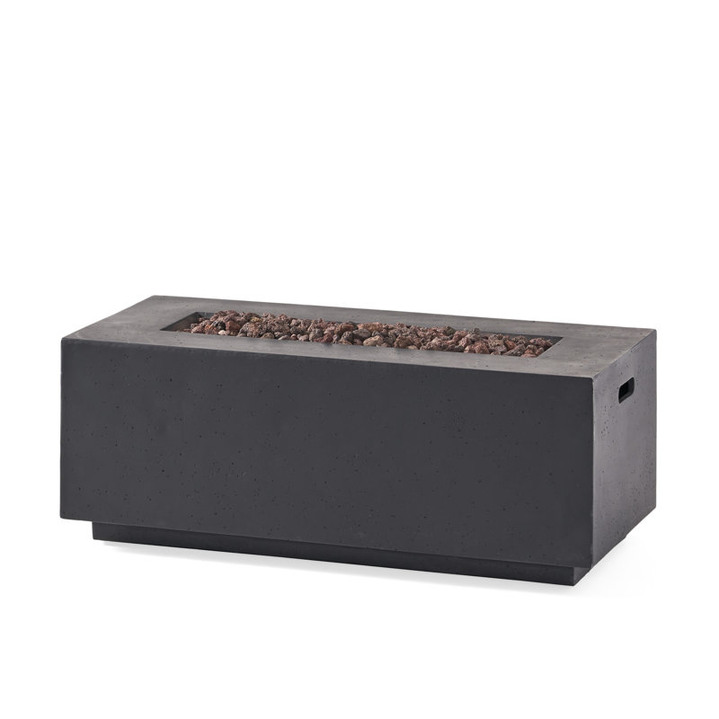 40" Grey Concrete Fire Pit, 40,000 - Enhance Your Outdoor Living Experience Rectangular Warm Up Life, Dark Gray