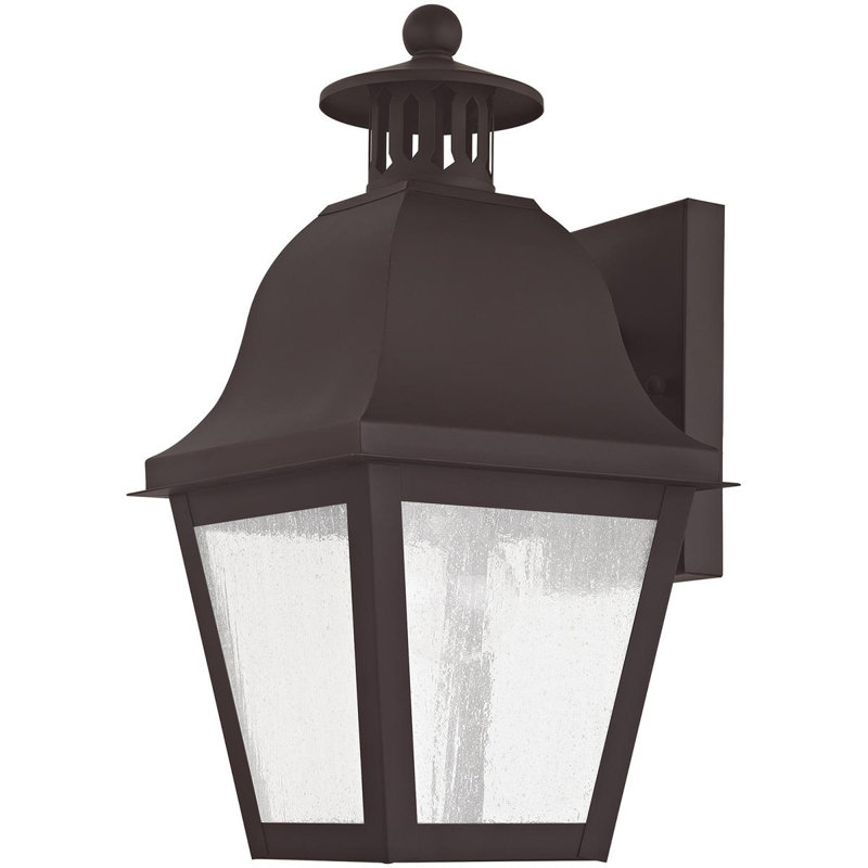 7 in 1 Light Outdoor Wall Lantern Pendant Lighting Fixture Seeded Glass Shade., Bronze