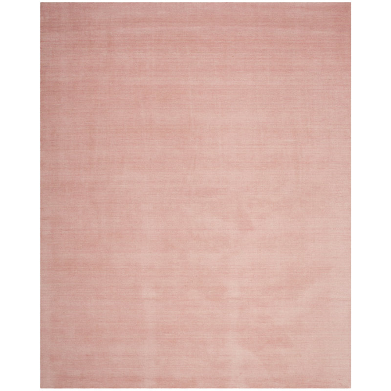 Ewen Hand Loomed Wool/Cotton Solid Color Rug in Light Pink, Rectangle 8' x 10'