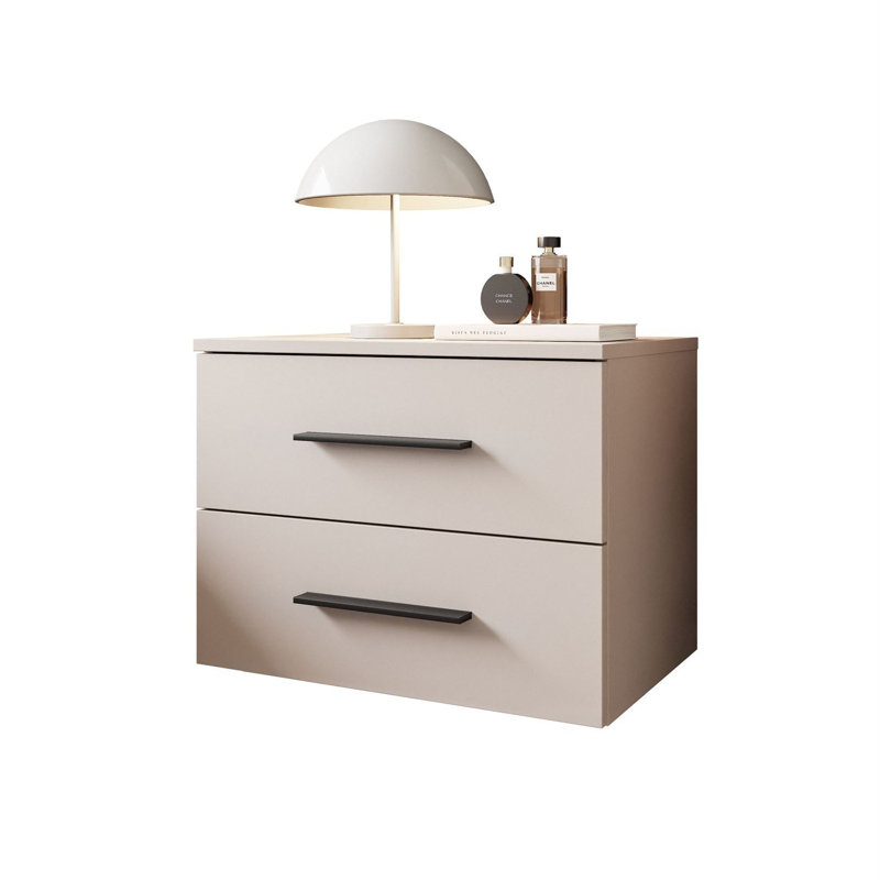 55cm W Bedside Table, Cashmire/Black