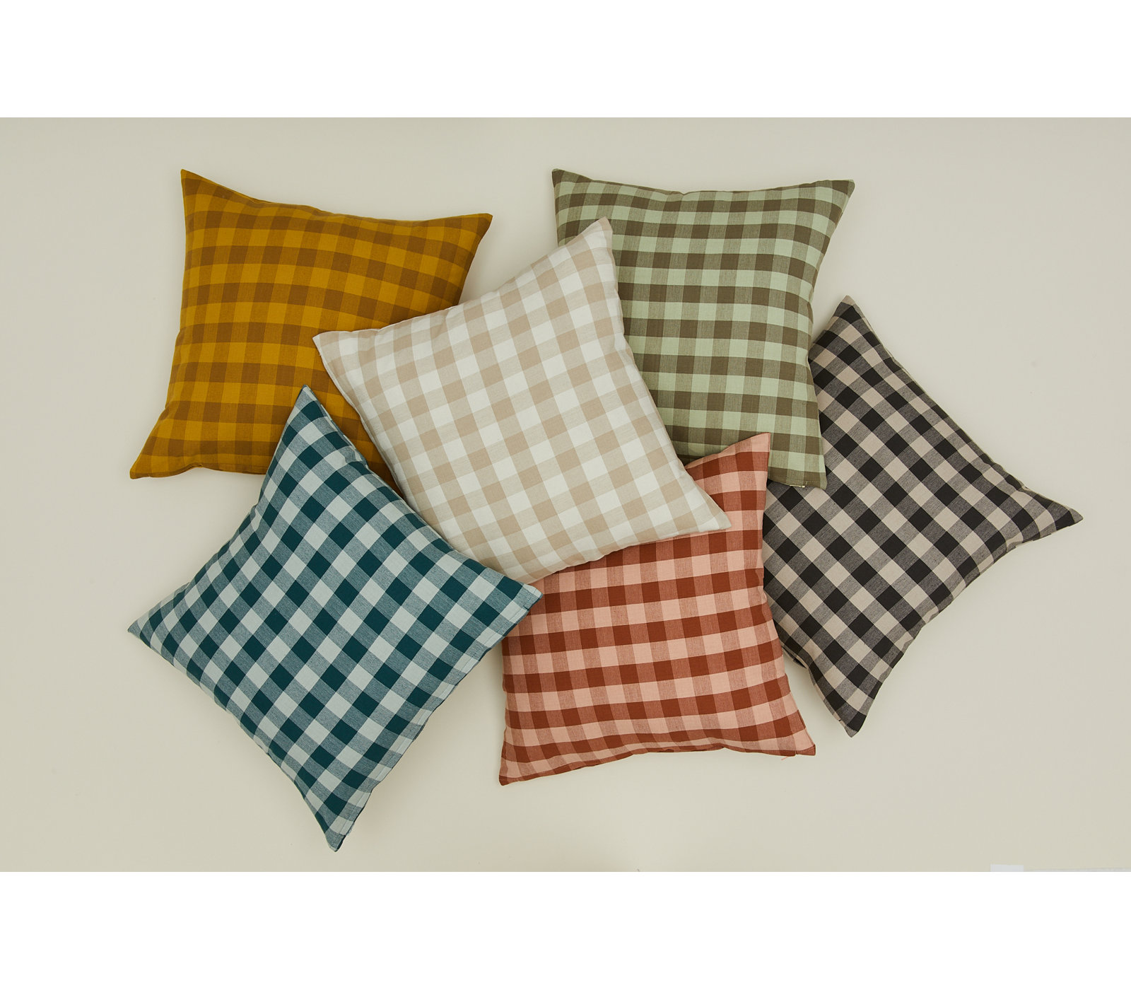 Essential Gingham Cotton Throw Pillow, Ivory/Flax