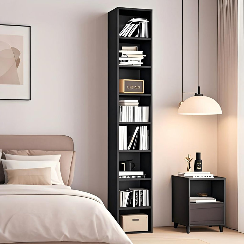 Bibliothèque Gracyn H 72 "moderne en bois à 8 niveaux avec tablettes réglables, rangement standard, Noir, 1