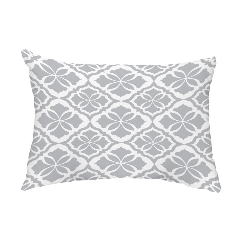 Geometric Outdoor Reversible Throw Pillow, Gray