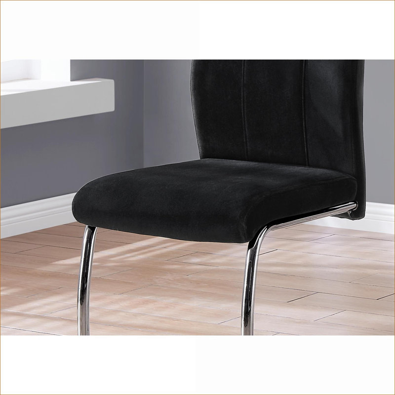 Ensemble de 2 chaises de salle à manger rembourrées en velours contemporain avec base en métal chromé pour cuisine et salle à manger modernes