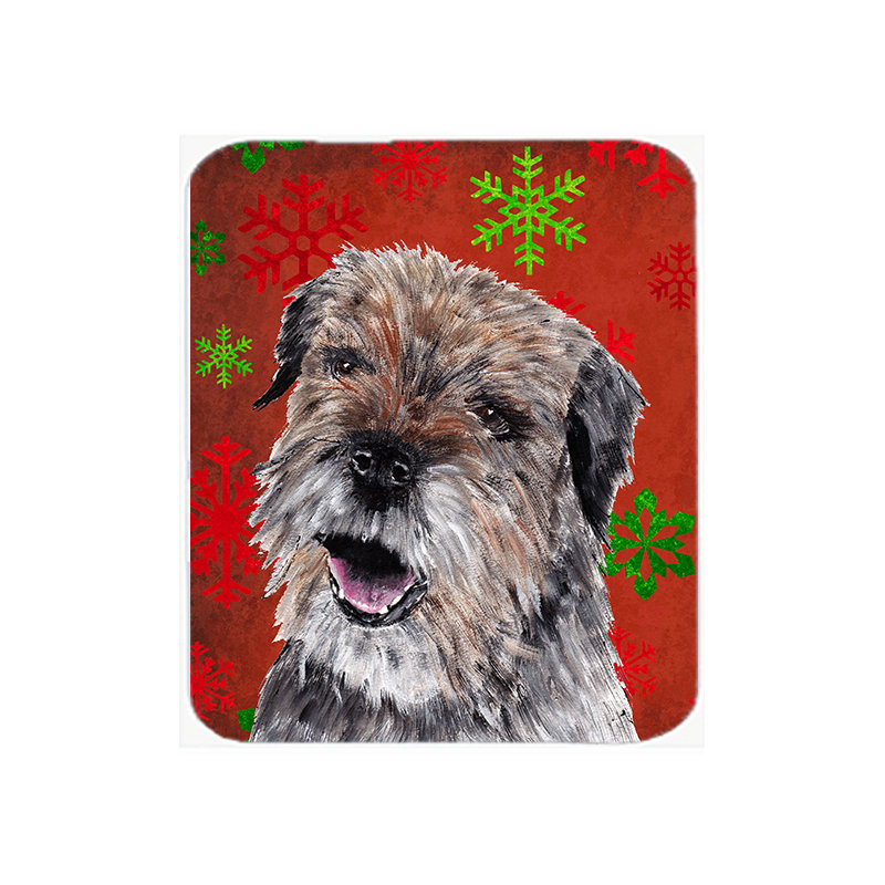 Planche à découper en verre flocon de neige east urban home terrier, Rouge / Vert