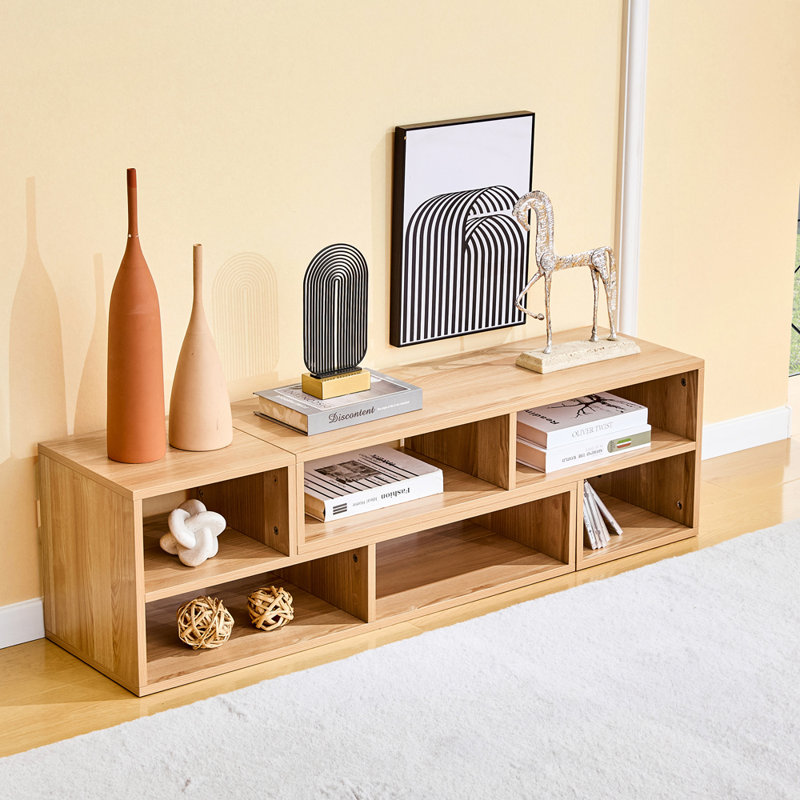 Meuble télé modulaire avec rangement ouvert, Light Wood