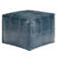 Pouf ottoman en cuir véritable bleu sarcelle de 45 cm