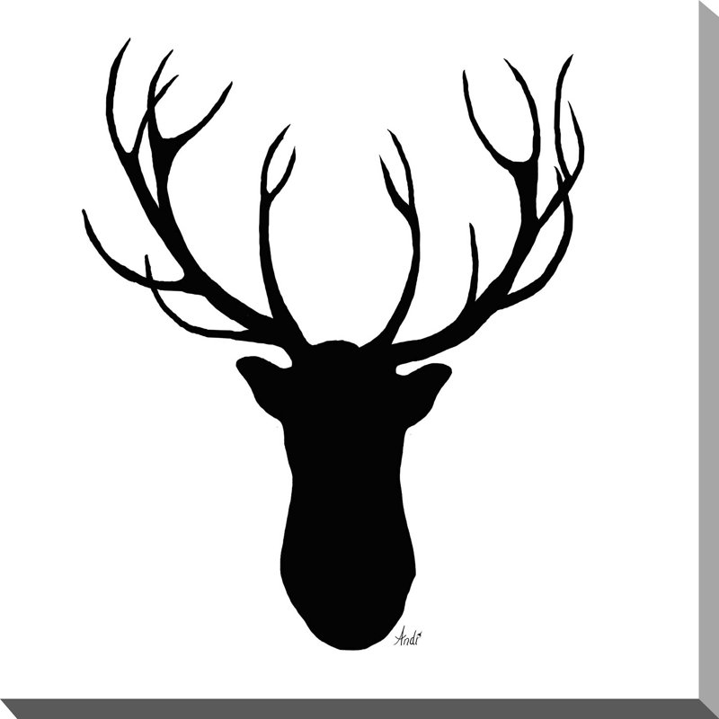 «Deer Head Silhouette», impression, H 18 po x l 18 po x P 1 po, Toile tendue