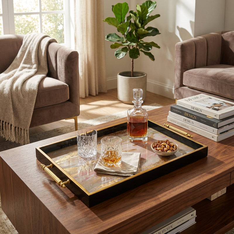 Glam Abstract Gold Accent Tray