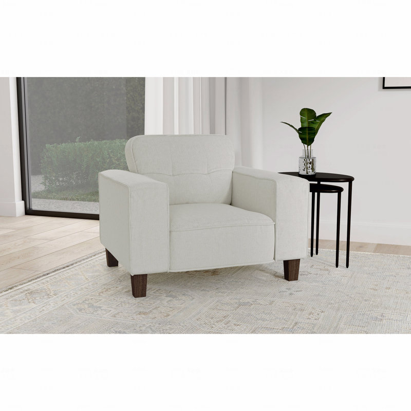 Fauteuil d'appoint capitonné en tissu, Beige