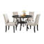 Ensemble repas 5 pièces Biony avec table en bois espresso et chaises cloutées brun clair-129700365
