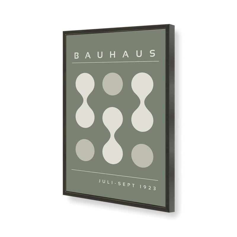 Imprimé vert Bauhaus Flow II, H 11 po x l 9 po, Reproduction encadrée sans passe-partout, Noir satiné