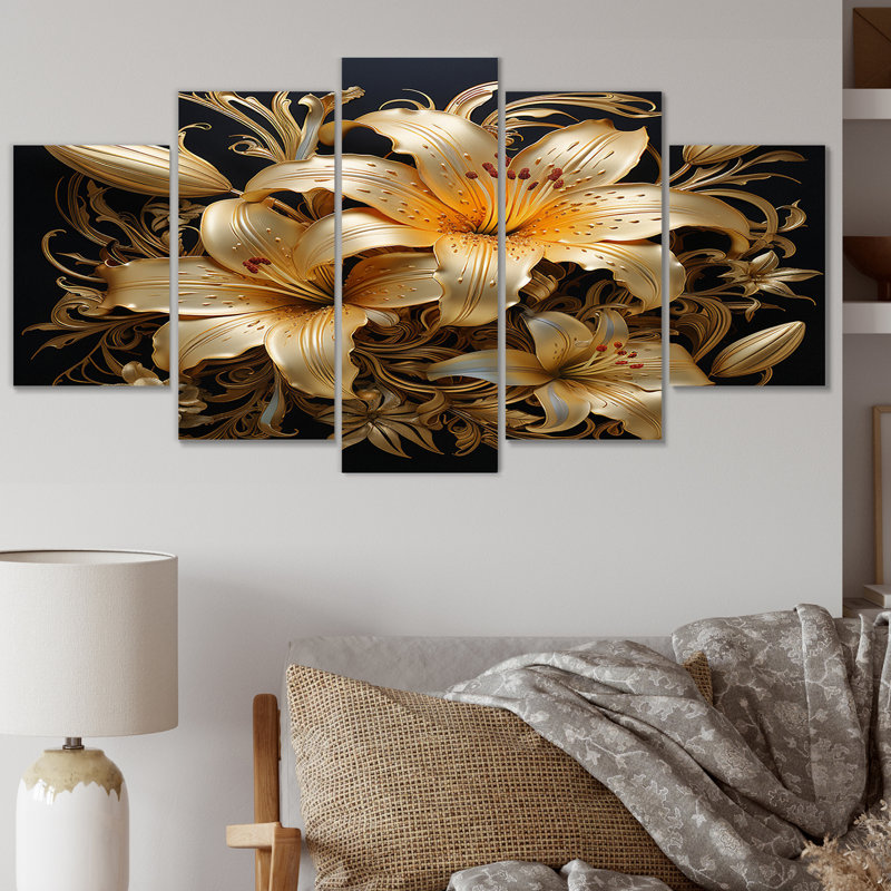 Alderson - art mural sur toile Lily - 5 panneaux