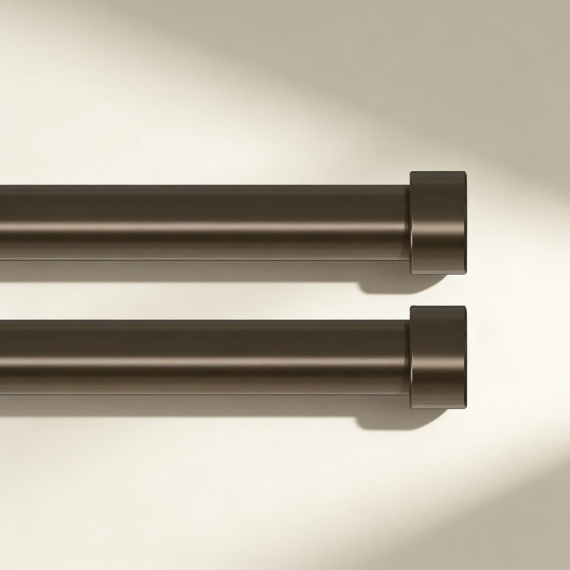 Ensemble de tringle à rideaux réglable robuste, tringle à draperie en acier de 1 pouce de diamètre avec embout moderne, supporte jusqu'à 30 lb pour les fenêtres de 28 à 48 pouces