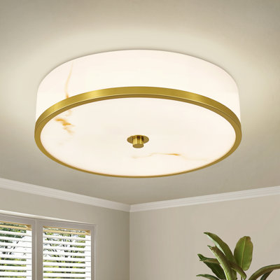 14.6" Faux Alabaster LED Flush Mount