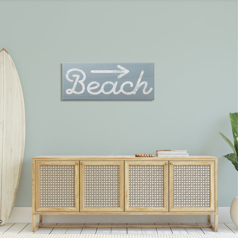 «Vintage Beach Arrow» par Daphne Polselli - Art textuel sur, H 17 po x l 40 po x P 1,5 po