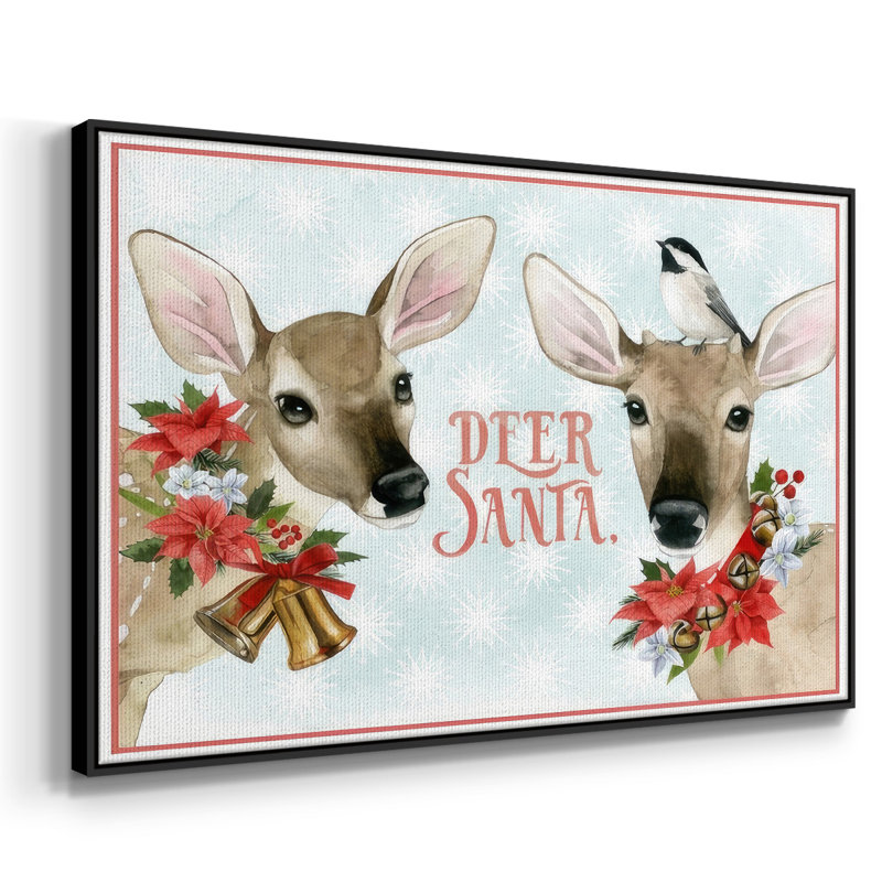 " Deer Christmas Collection A ", Black Framed, 17" H x 25" W x 1.5" D