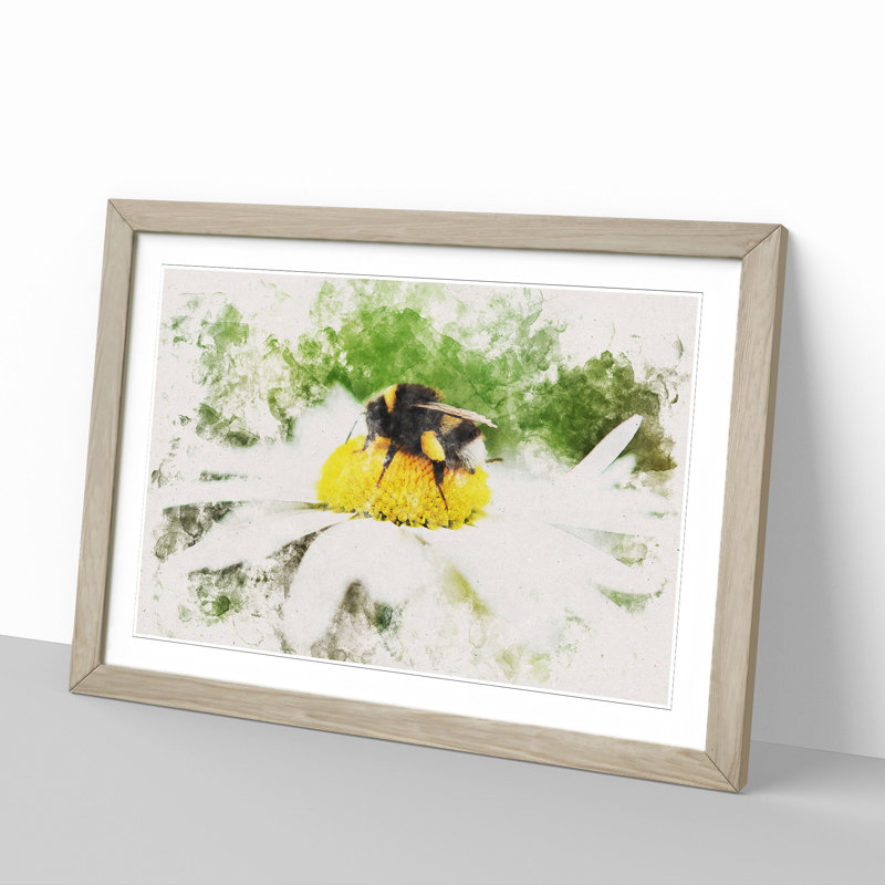 Bee Collecting Pollen Vol.2 - Framed Print, 36cm H x 48cm W x 2cm D, Oak