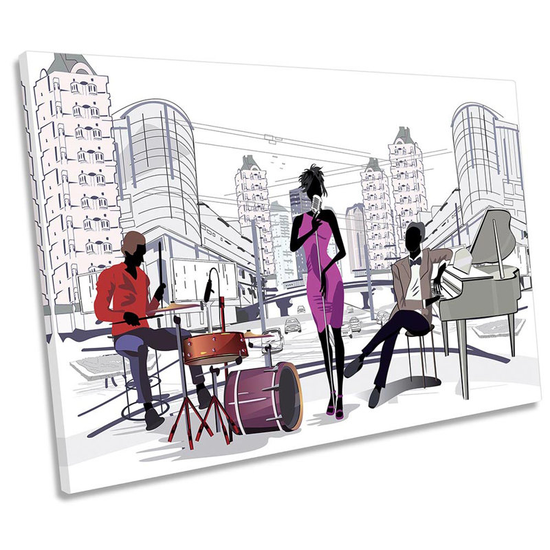 Music Jazz Band - Wrapped Canvas Painting, 30.5cm H x 45.7cm W