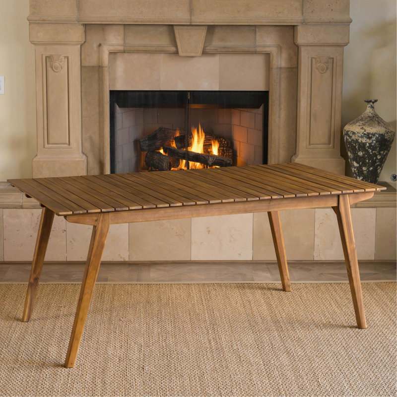 Table de salle à manger d'extérieur en bois massif de 69 po