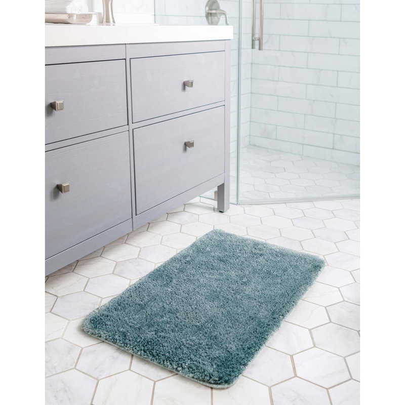 Tapis de bain Ebern Designs, Bleu cendré